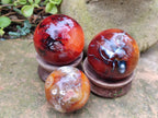 Polished and Natural Carnelian Agate Gemstone Spheres x 6 From Madagascar - Toprock Gemstones and Minerals 