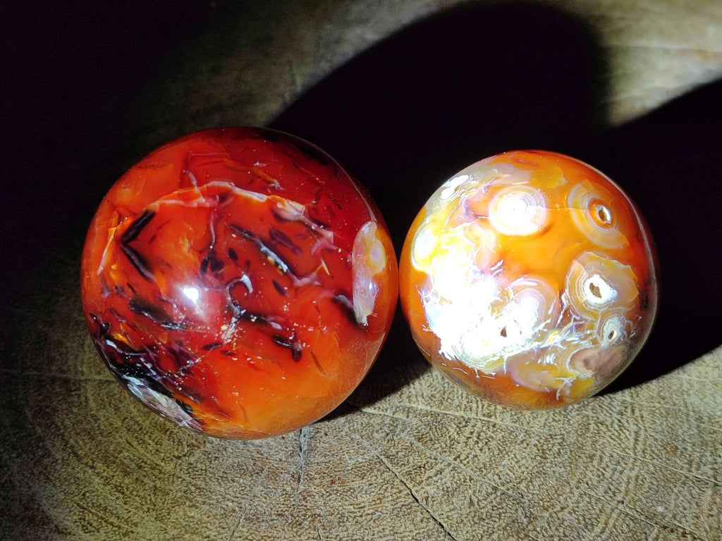 Polished and Natural Carnelian Agate Gemstone Spheres x 6 From Madagascar - Toprock Gemstones and Minerals 
