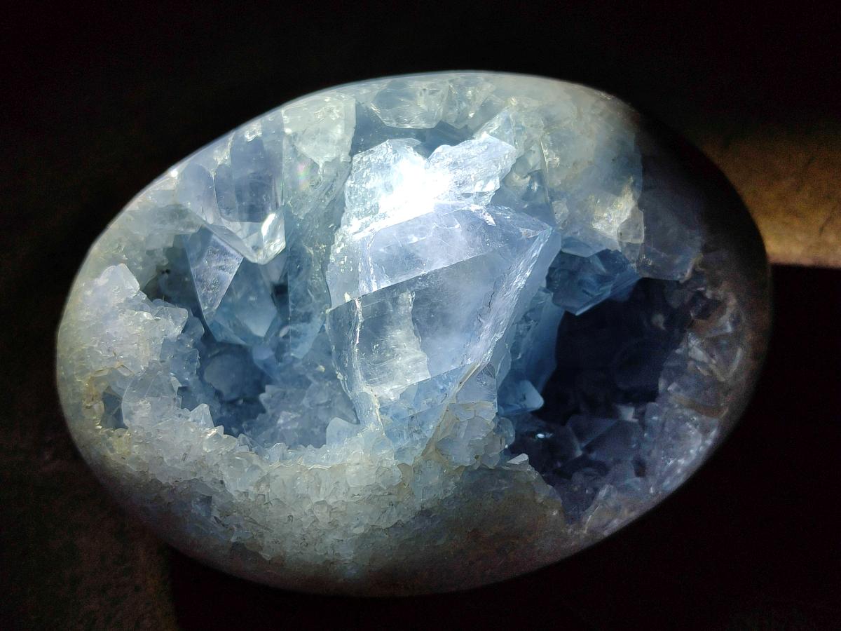 Polished and Natural Blue Celestite Free Forms x 4 From Sakoany, Madagascar - Toprock Gemstones and Minerals 