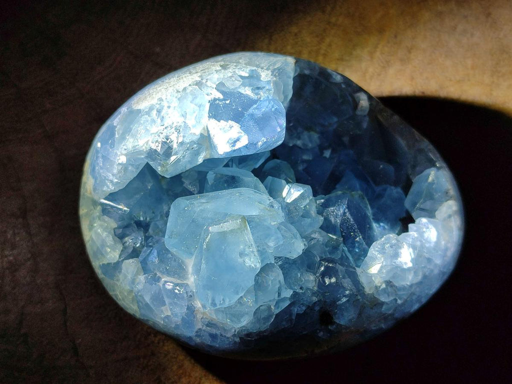 Polished and Natural Blue Celestite Free Forms x 4 From Sakoany, Madagascar - Toprock Gemstones and Minerals 
