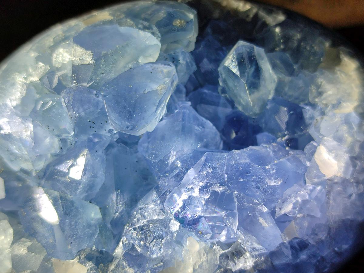 Polished and Natural Blue Celestite Free Forms x 4 From Sakoany, Madagascar - Toprock Gemstones and Minerals 