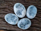 Polished and Natural Blue Celestite Free Forms x 4 From Sakoany, Madagascar - Toprock Gemstones and Minerals 