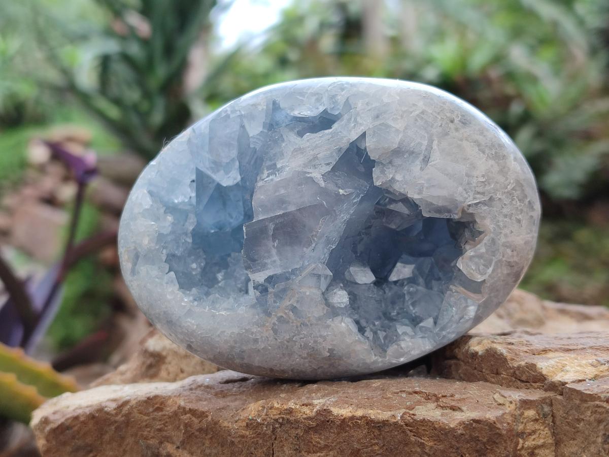 Polished and Natural Blue Celestite Free Forms x 4 From Sakoany, Madagascar - Toprock Gemstones and Minerals 