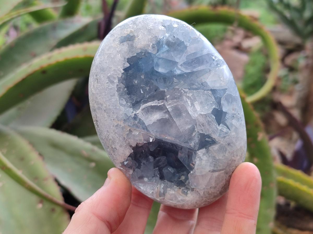 Polished and Natural Blue Celestite Free Forms x 4 From Sakoany, Madagascar - Toprock Gemstones and Minerals 