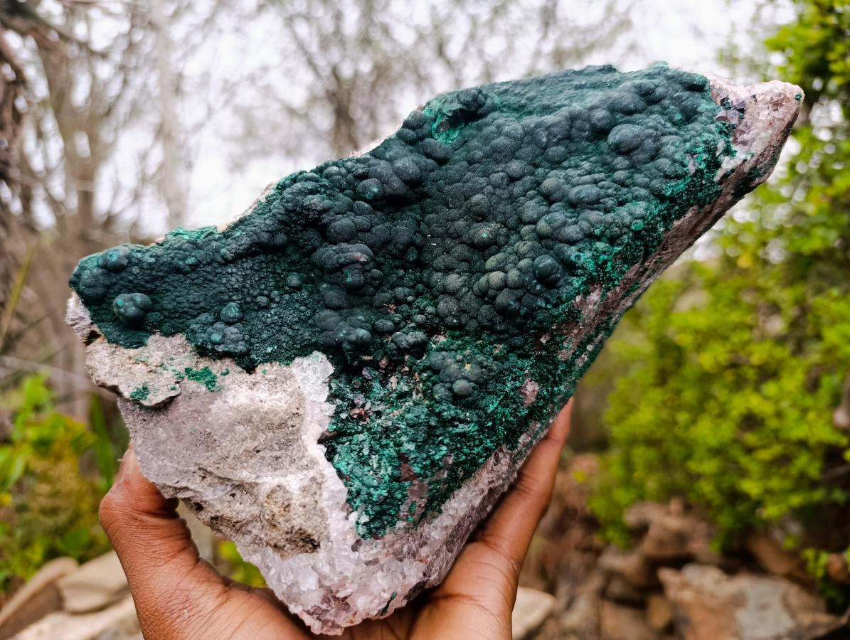 Natural Large Ball Malachite Specimen with Quartz on Dolomite Matrix x 1 From Mindingi Mine, Kambove, Congo - Toprock Gemstones and Minerals 