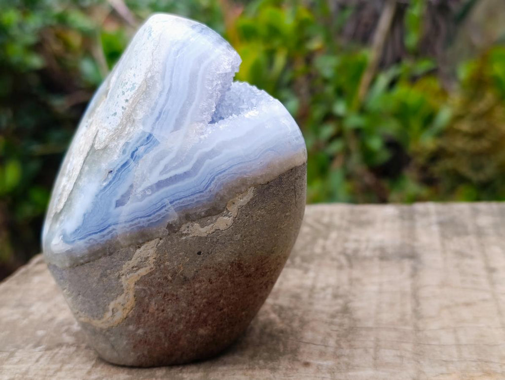 Polished Large Blue Lace Agate Standing Display Piece x 1 From Nsanje, Malawi - Toprock Gemstones and Minerals 