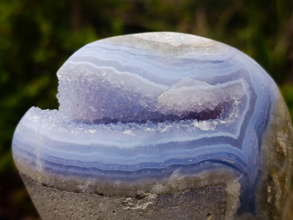 Polished Large Blue Lace Agate Standing Display Piece x 1 From Nsanje, Malawi - Toprock Gemstones and Minerals 