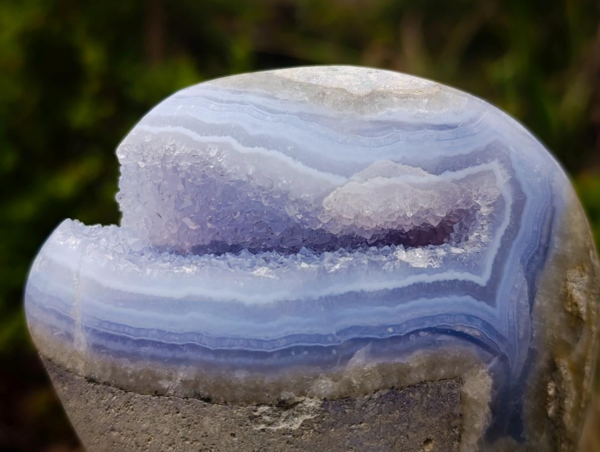 Polished Large Blue Lace Agate Standing Display Piece x 1 From Nsanje, Malawi - Toprock Gemstones and Minerals 