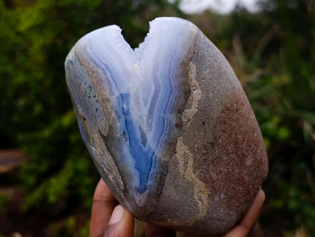 Polished Large Blue Lace Agate Standing Display Piece x 1 From Nsanje, Malawi - Toprock Gemstones and Minerals 