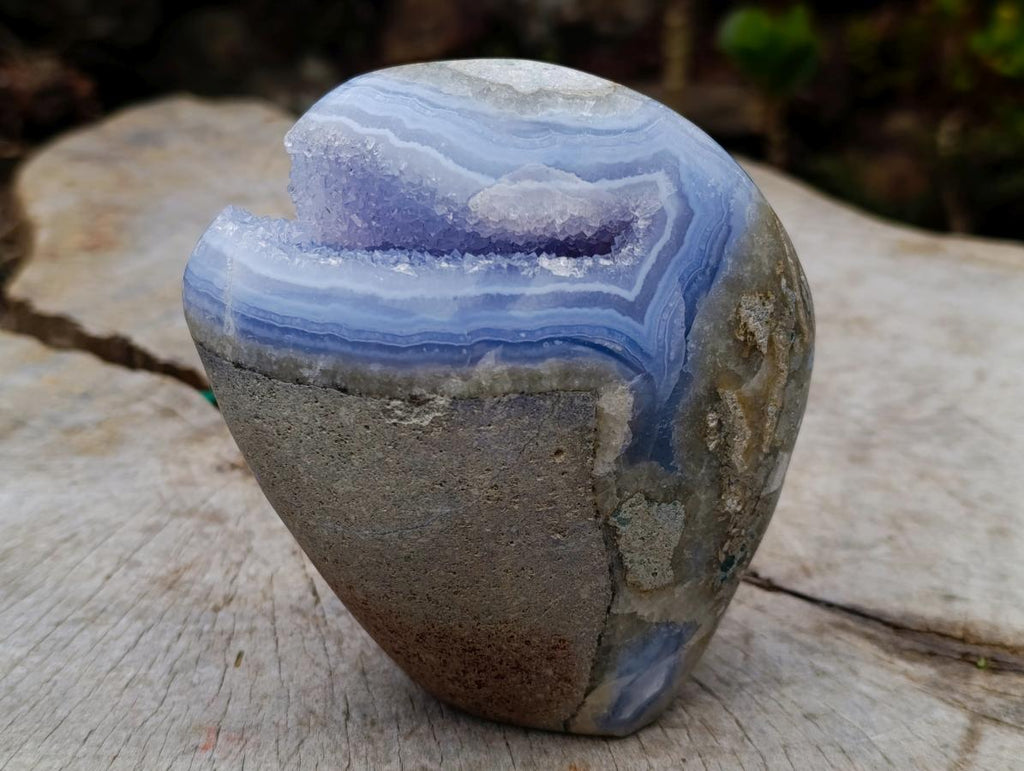 Polished Large Blue Lace Agate Standing Display Piece x 1 From Nsanje, Malawi - Toprock Gemstones and Minerals 