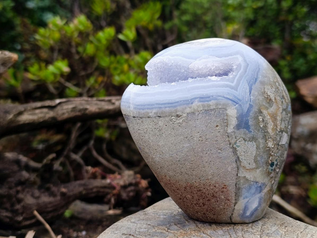 Polished Large Blue Lace Agate Standing Display Piece x 1 From Nsanje, Malawi - Toprock Gemstones and Minerals 