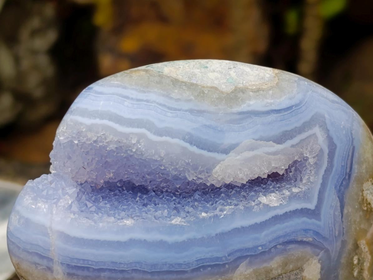 Polished Large Blue Lace Agate Standing Display Piece x 1 From Nsanje, Malawi - Toprock Gemstones and Minerals 
