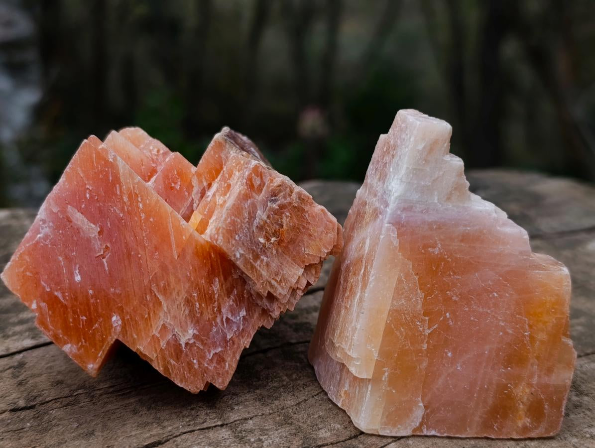 Natural Rhombohedral Sunset Orange Calcite Specimens x 12 From Spitzkop, Namibia - Toprock Gemstones and Minerals 