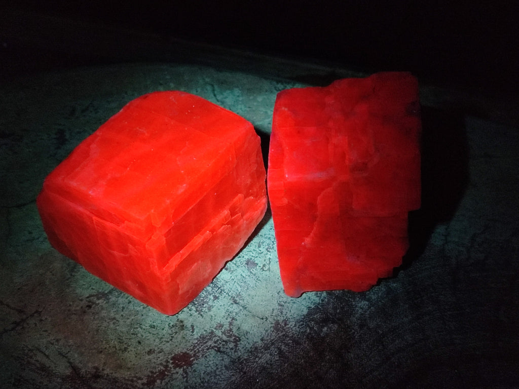 Natural Rhombohedral Sunset Orange Calcite Specimens x 12 From Spitzkop, Namibia - Toprock Gemstones and Minerals 