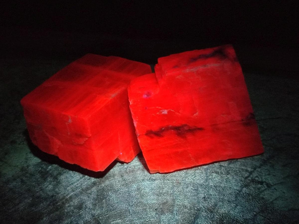 Natural Rhombohedral Sunset Orange Calcite Specimens x 12 From Spitzkop, Namibia - Toprock Gemstones and Minerals 