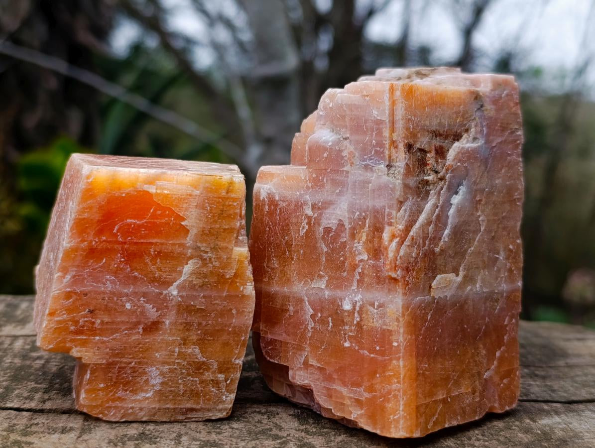 Natural Rhombohedral Sunset Orange Calcite Specimens x 12 From Spitzkop, Namibia - Toprock Gemstones and Minerals 