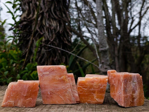 Natural Rhombohedral Sunset Orange Calcite Specimens x 12 From Spitzkop, Namibia - Toprock Gemstones and Minerals 