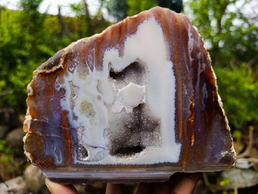 Polished One Side Red Shashe River Agate Nodules x 2 From Shashe River, Zimbabwe - Toprock Gemstones and Minerals 