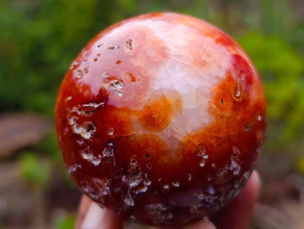 Polished and Natural Carnelian Agate Gemstone Spheres x 3 From Madagascar - Toprock Gemstones and Minerals 