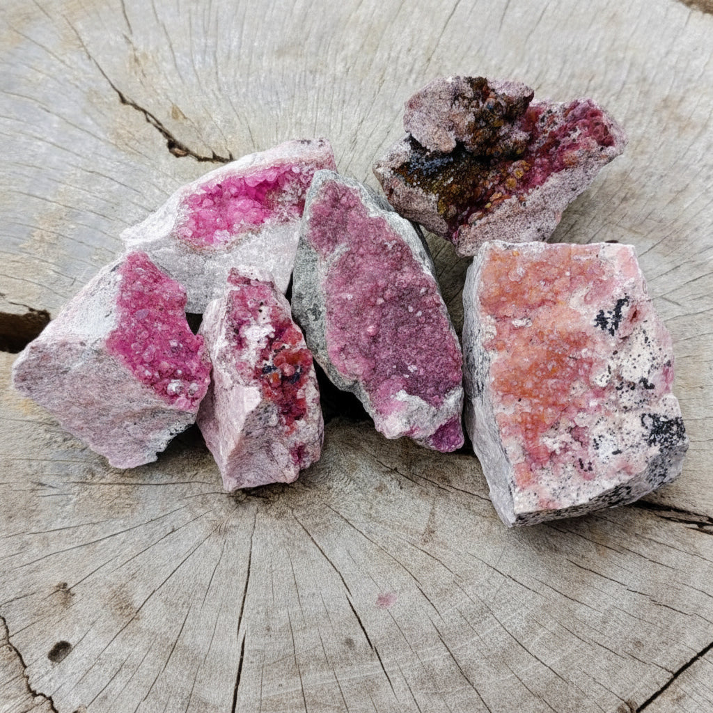 Natural Spherocobaltite Specimens x 6 From Musonoi Mine, Congo - Toprock Gemstones and Minerals 
