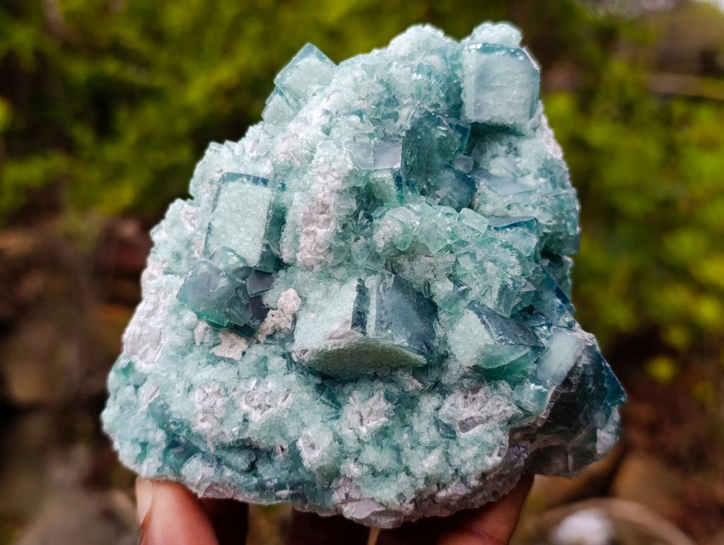 Natural Green Cubic Fluorite Specimens x 2 From Mandrosonoro, Madagascar - Toprock Gemstones and Minerals 