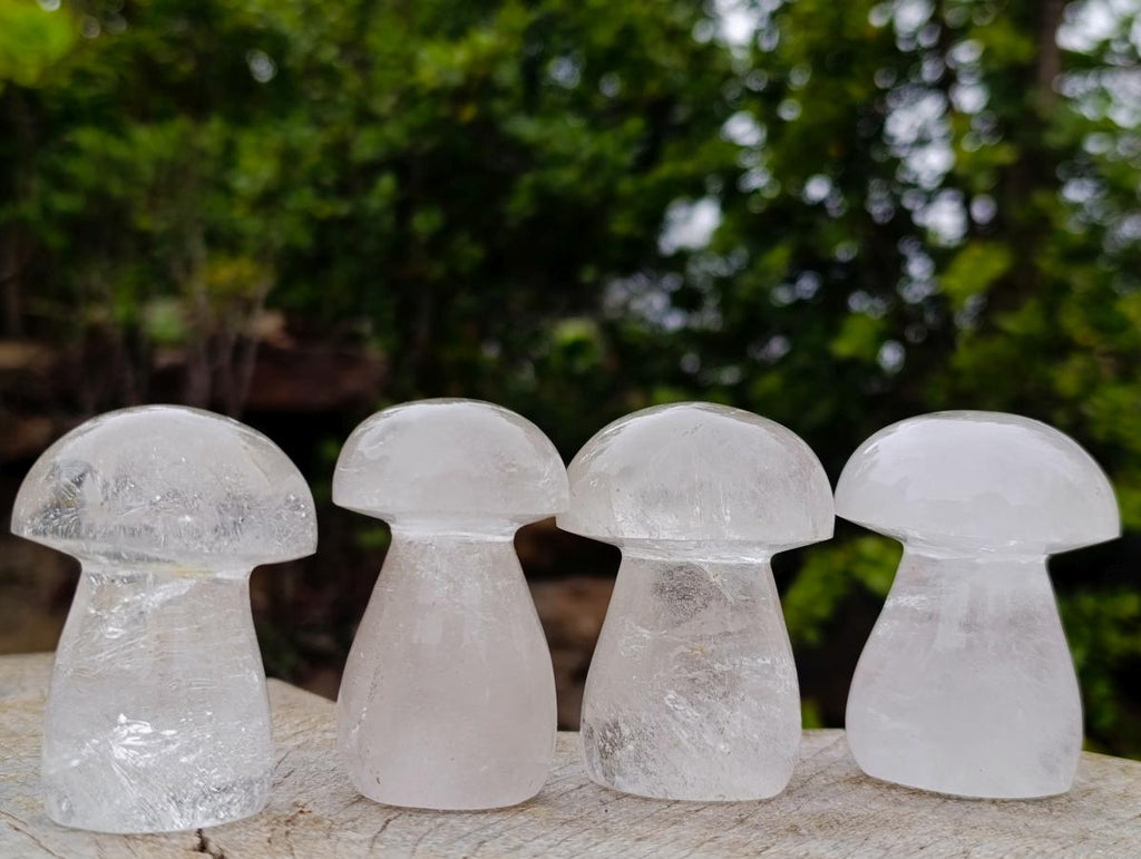 Polished Clear Quartz Mushrooms x 12 From Madagascar - Toprock Gemstones and Minerals 