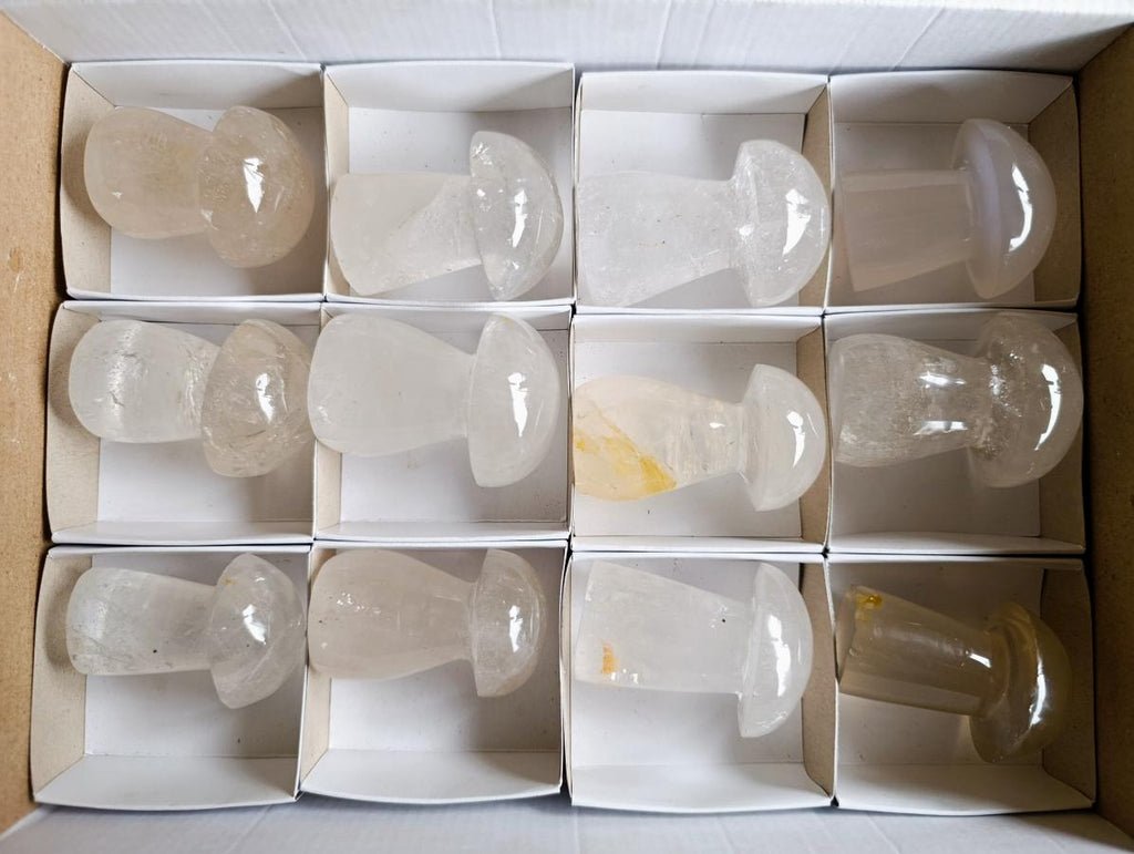 Polished Clear Quartz Mushrooms x 12 From Madagascar - Toprock Gemstones and Minerals 