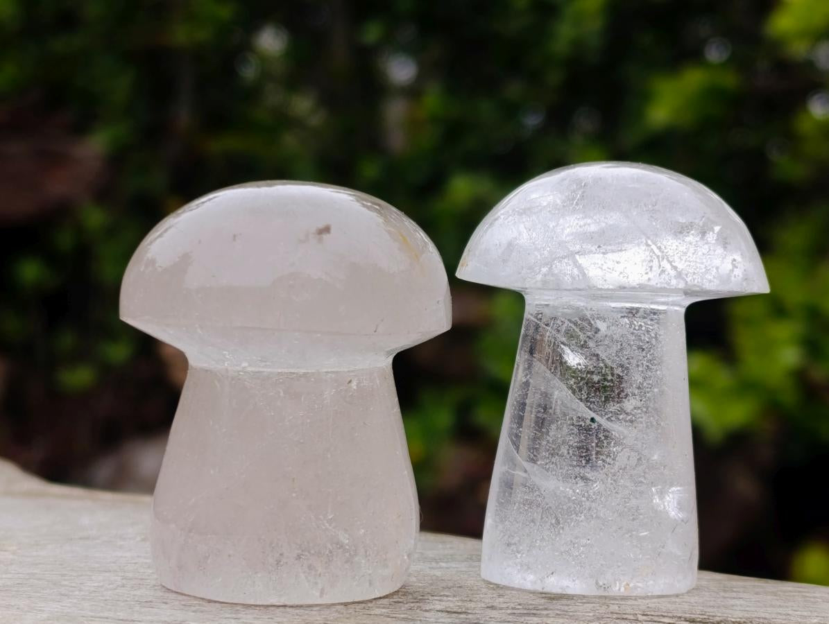 Polished Clear Quartz Mushrooms x 12 From Madagascar - Toprock Gemstones and Minerals 