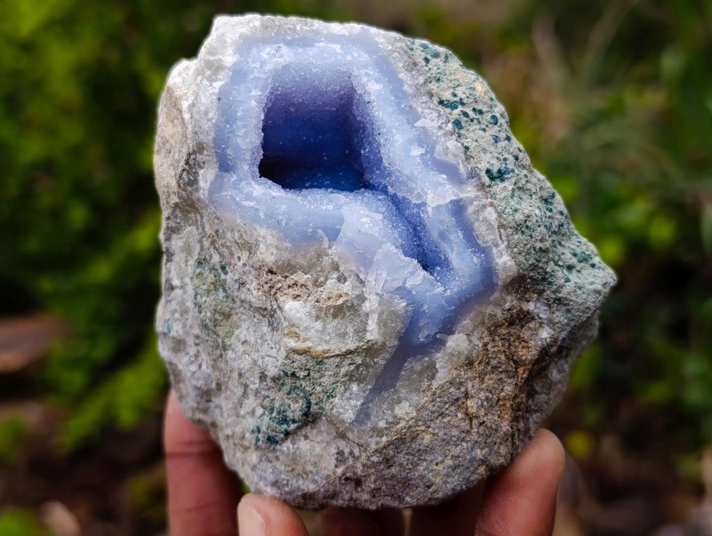 Natural Blue Lace Agate Geode Specimens x 6 From Nsanje, Malawi - Toprock Gemstones and Minerals 