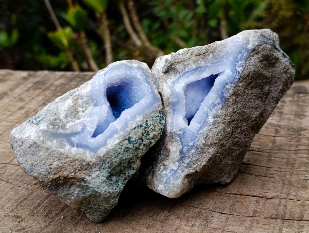 Natural Blue Lace Agate Geode Specimens x 6 From Nsanje, Malawi - Toprock Gemstones and Minerals 