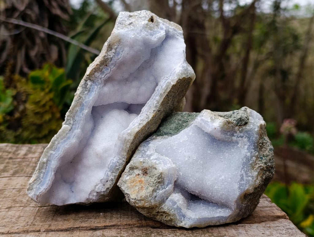 Natural Blue Lace Agate Geode Specimens x 6 From Nsanje, Malawi - Toprock Gemstones and Minerals 