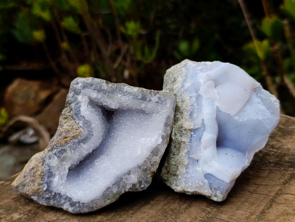 Natural Blue Lace Agate Geode Specimens x 6 From Nsanje, Malawi - Toprock Gemstones and Minerals 