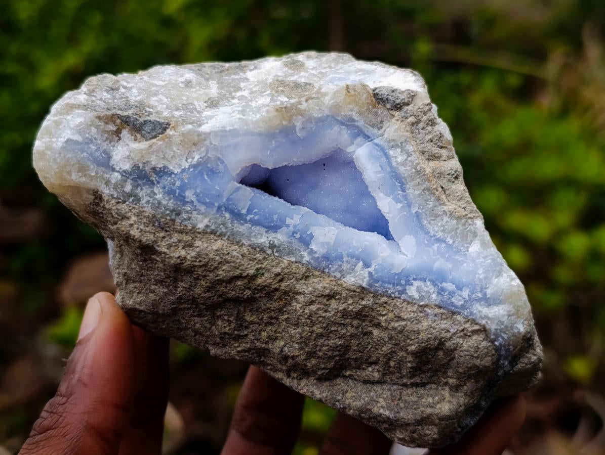 Natural Blue Lace Agate Geode Specimens x 6 From Nsanje, Malawi - Toprock Gemstones and Minerals 