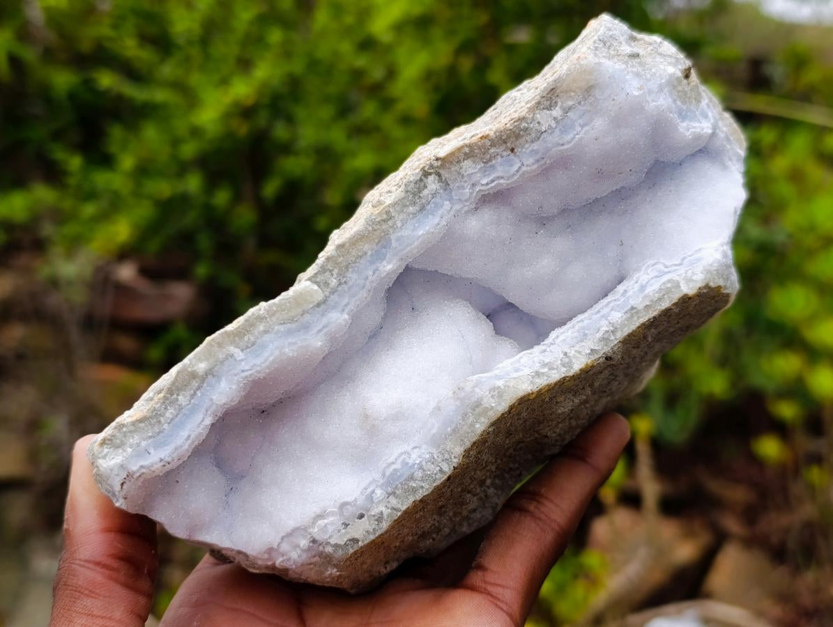 Natural Blue Lace Agate Geode Specimens x 6 From Nsanje, Malawi - Toprock Gemstones and Minerals 