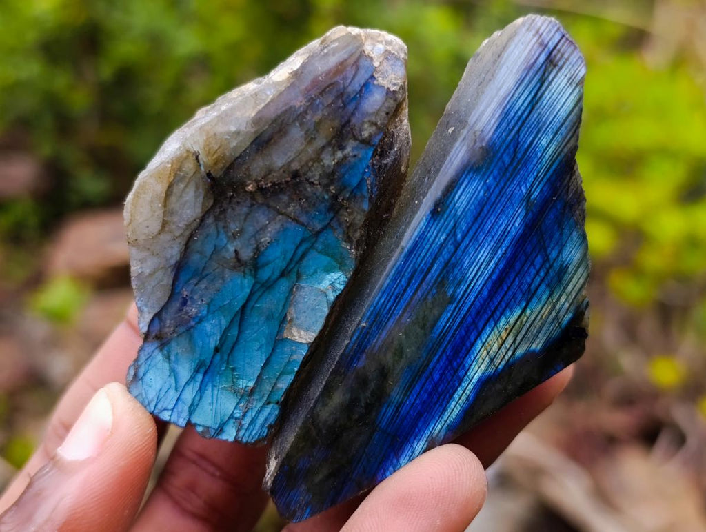 Polished One Side Labradorite Slices x 25 From Madagascar - Toprock Gemstones and Minerals 