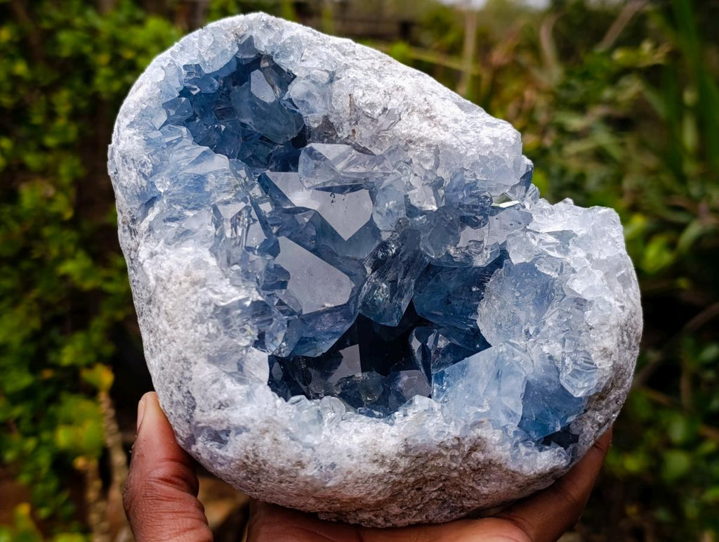 Natural Large Blue Celestite Geode Specimen x 1 From Sakoany, Madagascar - Toprock Gemstones and Minerals 
