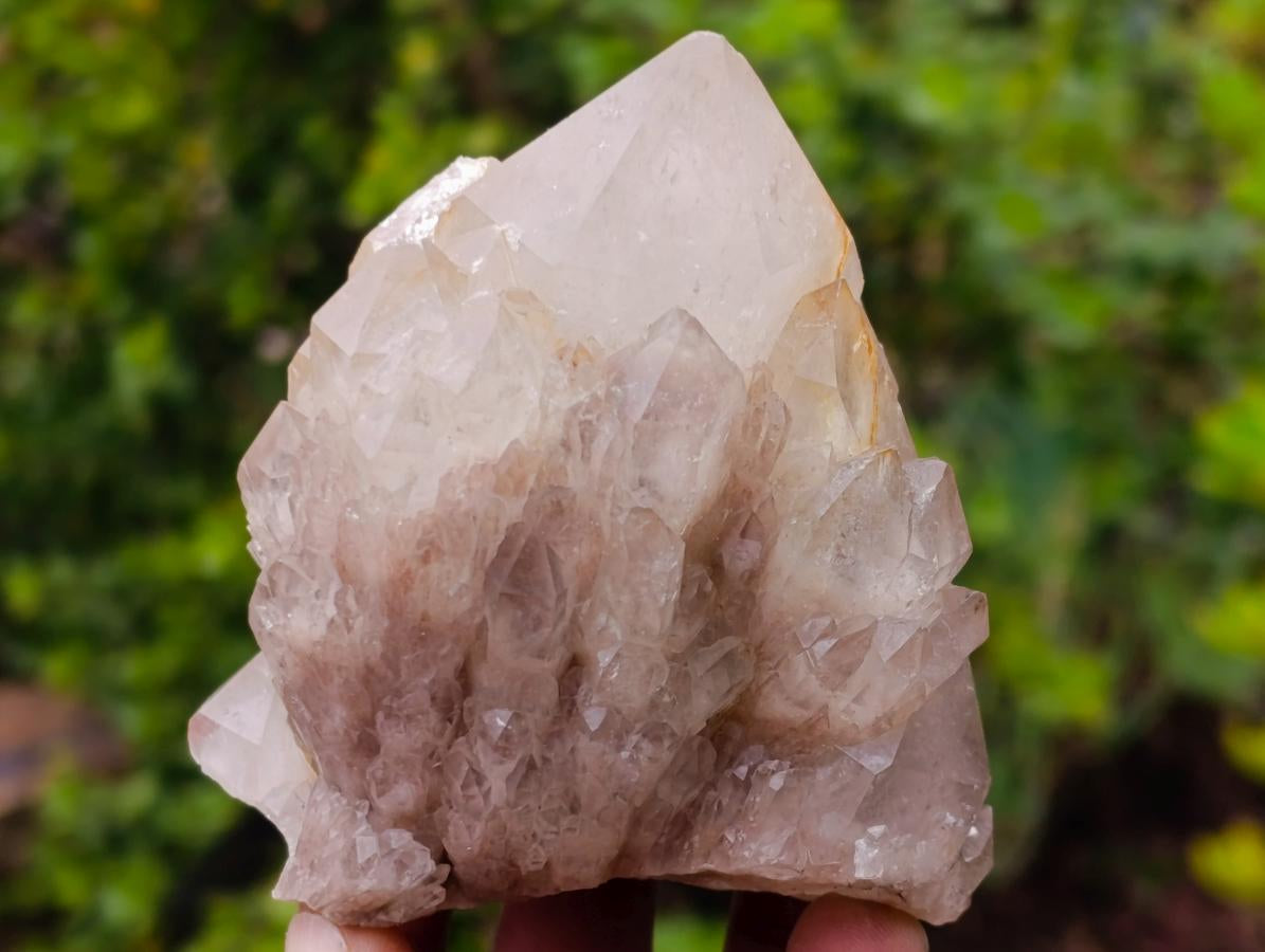 Natural Cascading White Phantom Smokey Luena Quartz Clusters x 6 From Luena, Congo - Toprock Gemstones and Minerals 