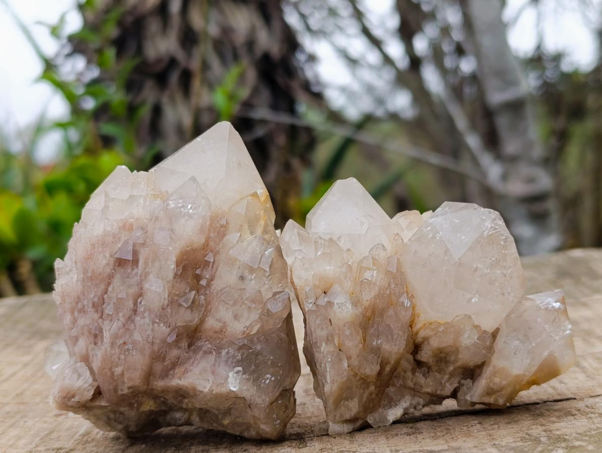 Natural Cascading White Phantom Smokey Luena Quartz Clusters x 6 From Luena, Congo - Toprock Gemstones and Minerals 