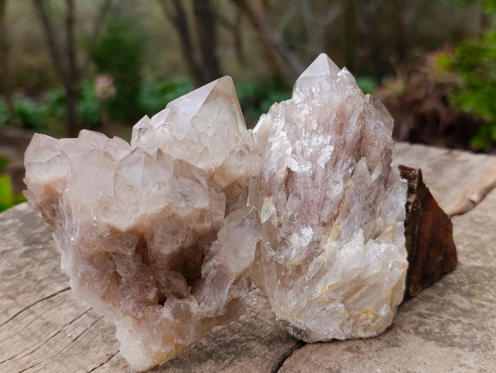 Natural Cascading White Phantom Smokey Luena Quartz Clusters x 6 From Luena, Congo - Toprock Gemstones and Minerals 