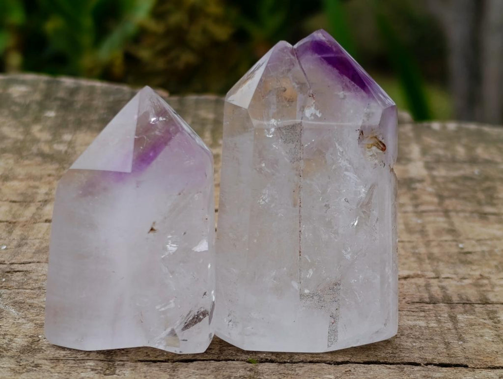 Polished Window Amethyst Crystals x 12 From Akansobe, Madagascar - Toprock Gemstones and Minerals 