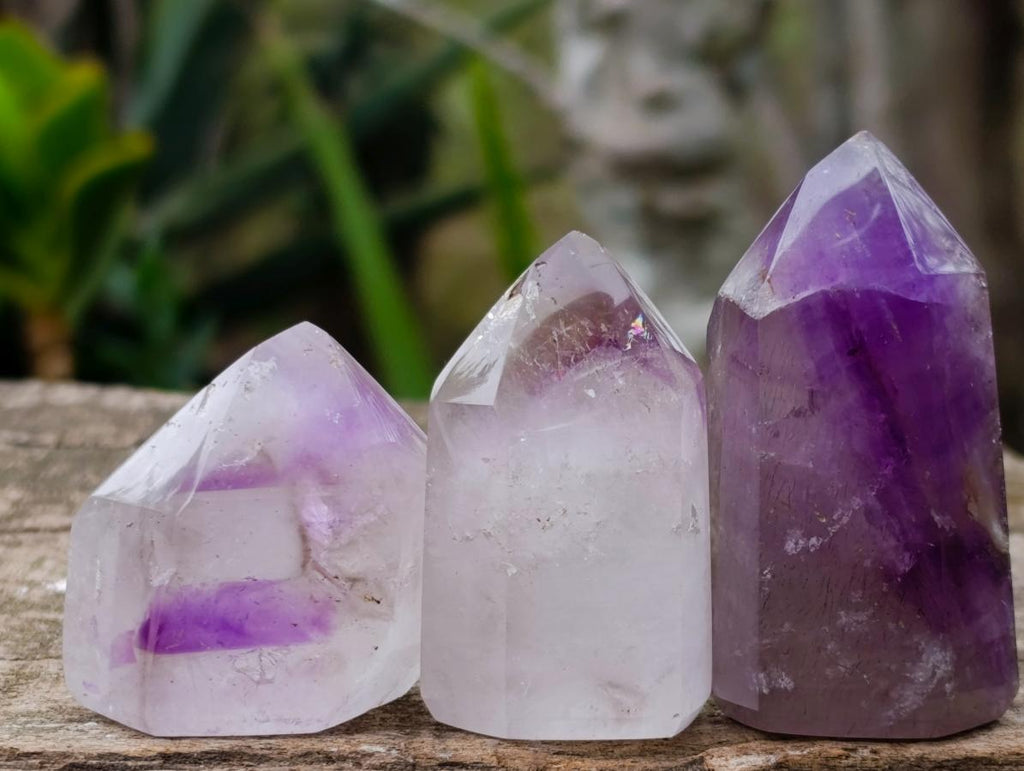 Polished Window Amethyst Crystals x 12 From Akansobe, Madagascar - Toprock Gemstones and Minerals 