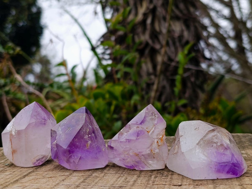 Polished Window Amethyst Crystals x 12 From Akansobe, Madagascar - Toprock Gemstones and Minerals 