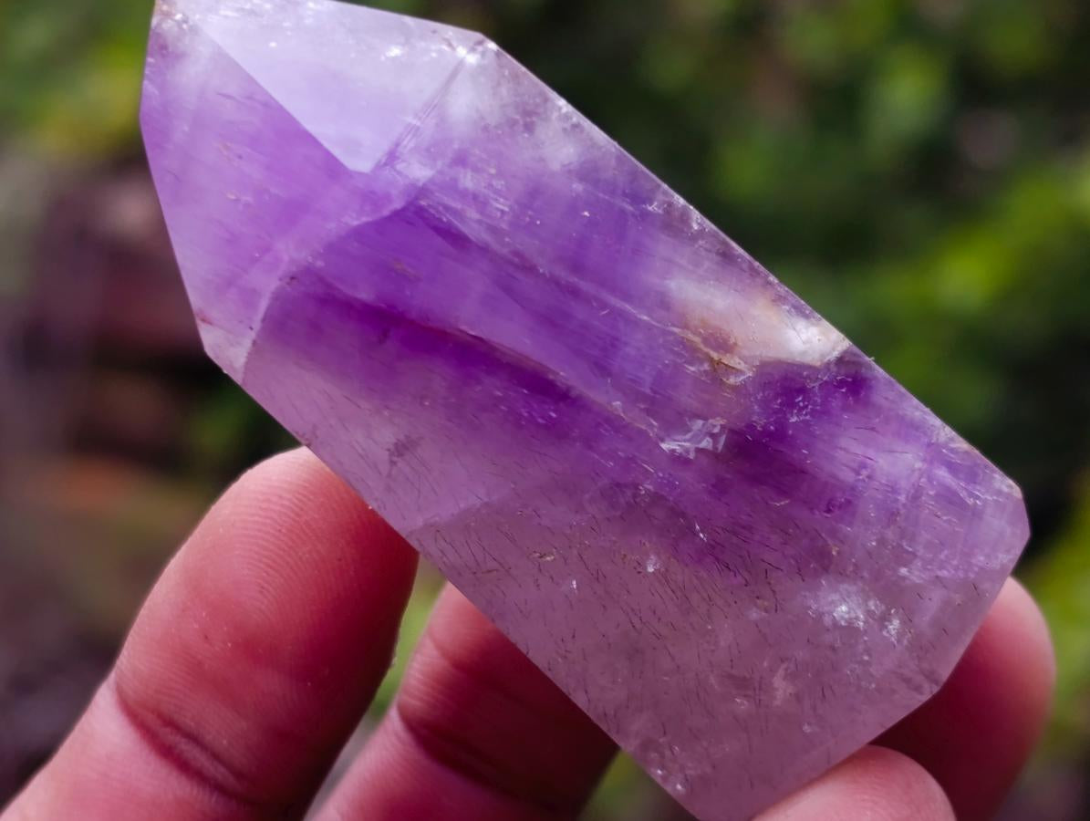 Polished Window Amethyst Crystals x 12 From Akansobe, Madagascar - Toprock Gemstones and Minerals 