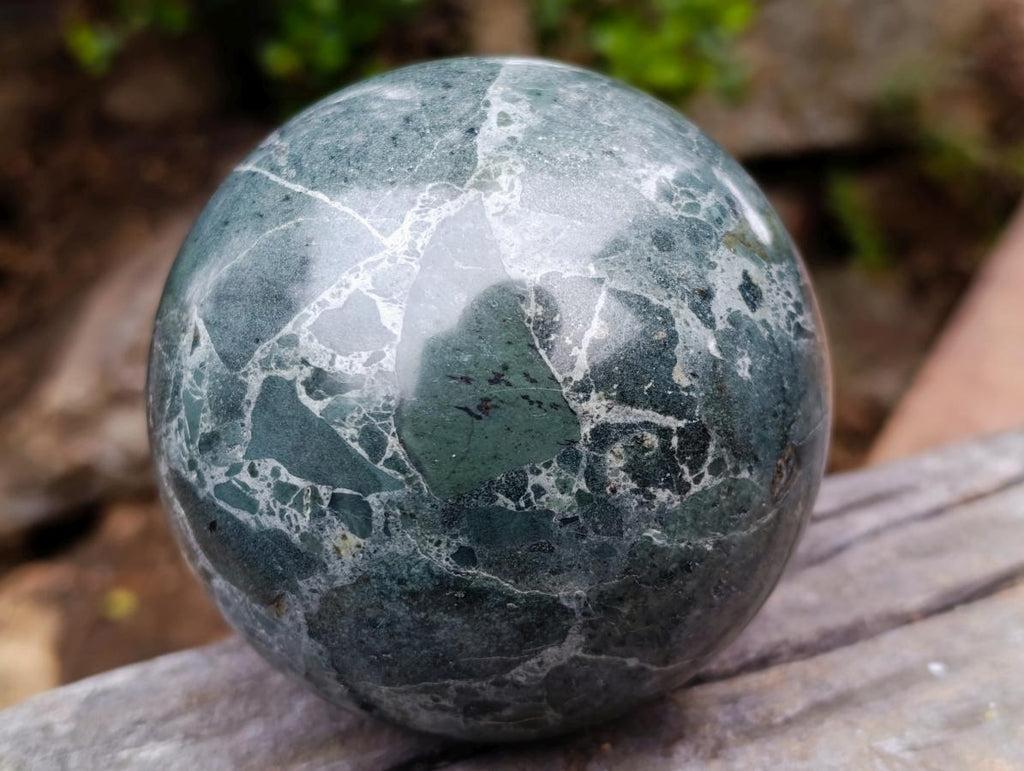 Polished Green Marble Sphere x 2 From Rustenberg, South Africa - Toprock Gemstones and Minerals 