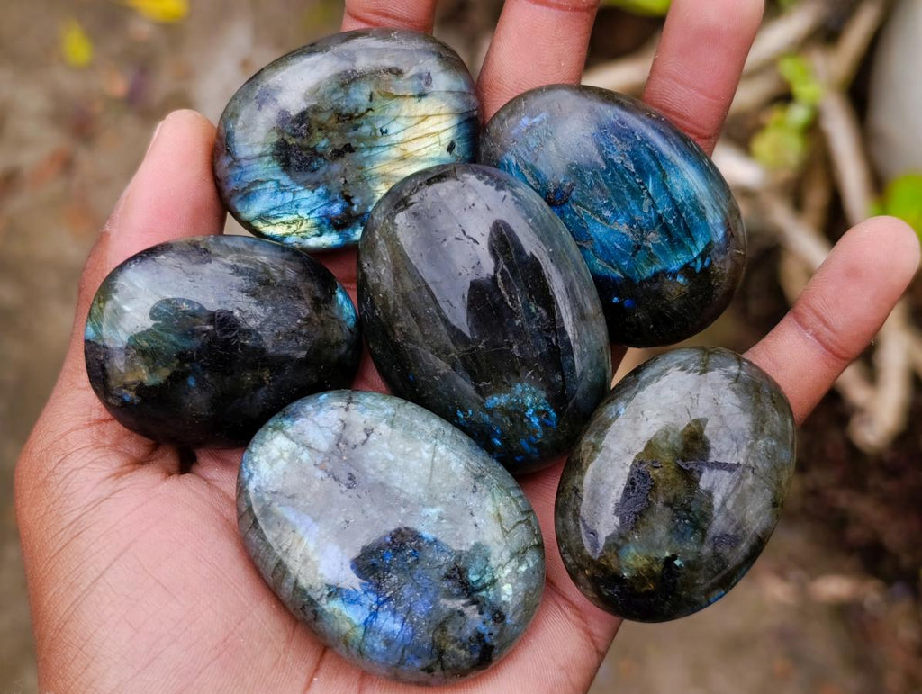 Polished Labradorite Palm Stones x 20 From Madagascar - Toprock Gemstones and Minerals 