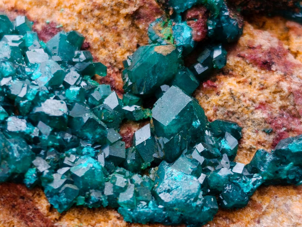 Natural Dioptase on Dolomite Specimens x 2 From Mashamba East Mine, Congo - Toprock Gemstones and Minerals 