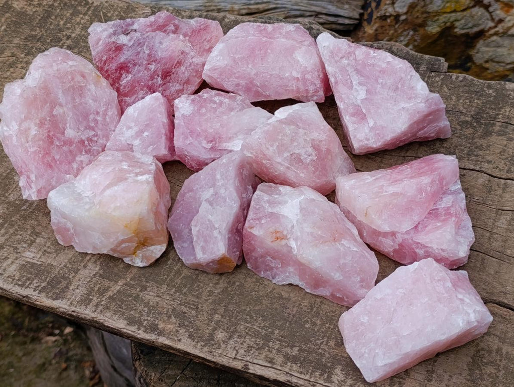 Natural Cobbed Rose Quartz Specimens x 12 From Northern Cape, South Africa - Toprock Gemstones and Minerals 