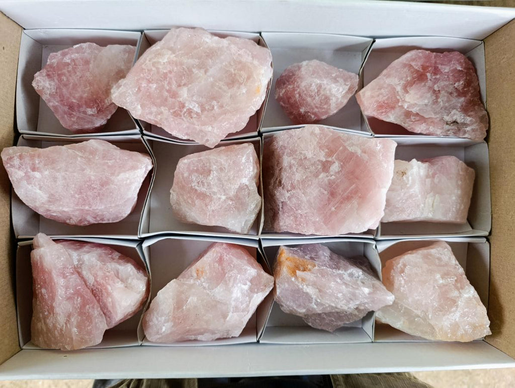 Natural Cobbed Rose Quartz Specimens x 12 From Northern Cape, South Africa - Toprock Gemstones and Minerals 
