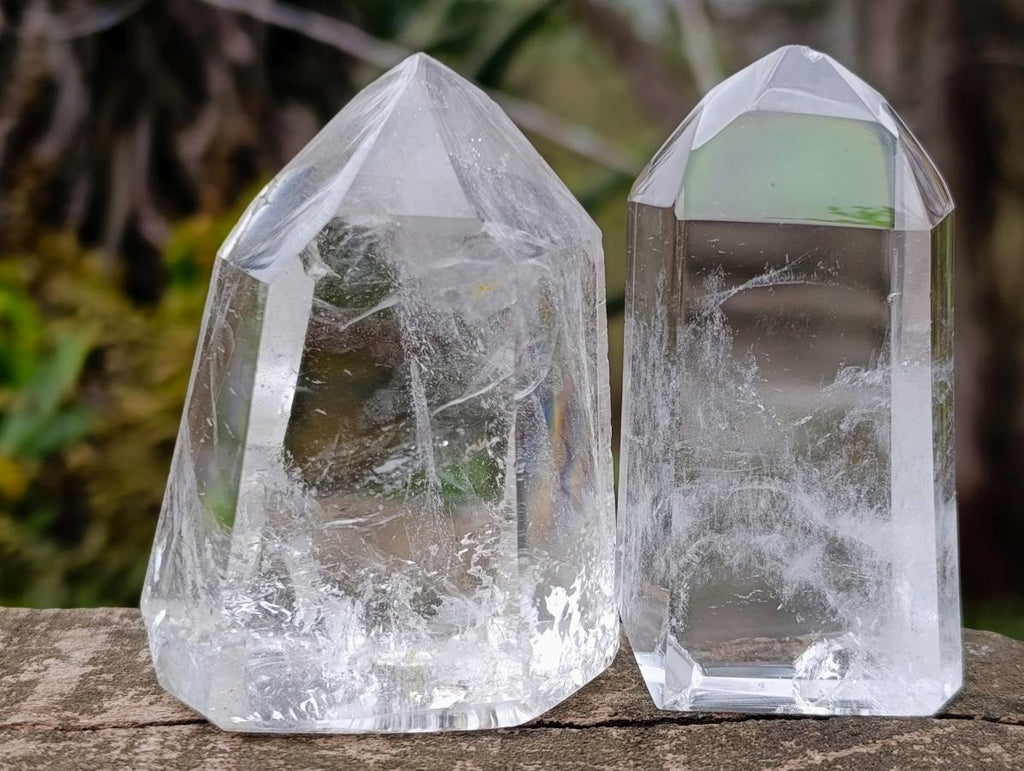 Polished Clear and Smokey Quartz Crystals x 24 From Madagascar - Toprock Gemstones and Minerals 