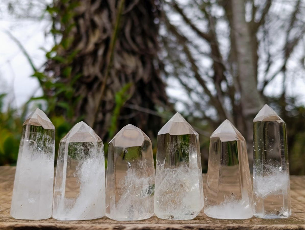 Polished Clear and Smokey Quartz Crystals x 24 From Madagascar - Toprock Gemstones and Minerals 